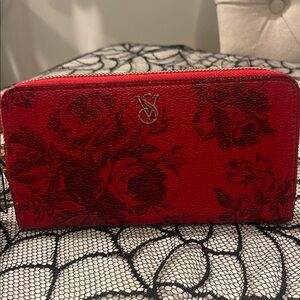 Red Floral Wallet with Logo